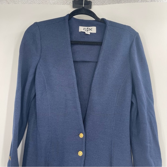 St. John SJK Navy Blue Cardigan Sweater Blazer - Picture 2 of 13
